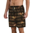 thumbnail image 2 of Bixox Men's Bookshelves printing Casual Classic Fit Short Summer Beach Shorts, 2 of 6