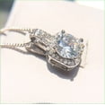 thumbnail image 4 of 9mm Round Cut Lab Created Diamond Halo Pendant Necklace 14K White Gold Plated Silvre 18" Free Chain, 4 of 4