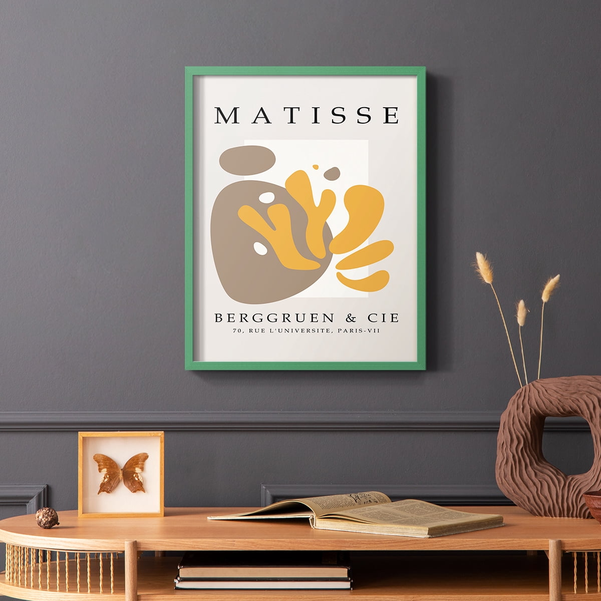 Matisse CDLXXVII in Green Solid Wood Framed Print No Nail Hanging
