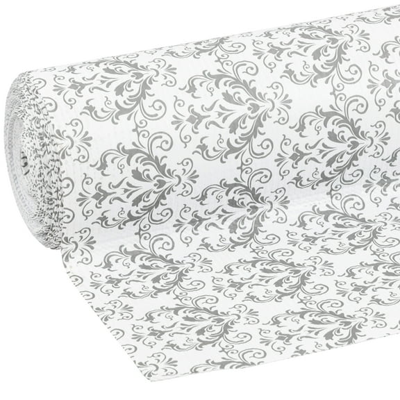 EasyLiner Smooth Top Shelf Liner, Grey Damask, 12 in. x 30 ft. Roll