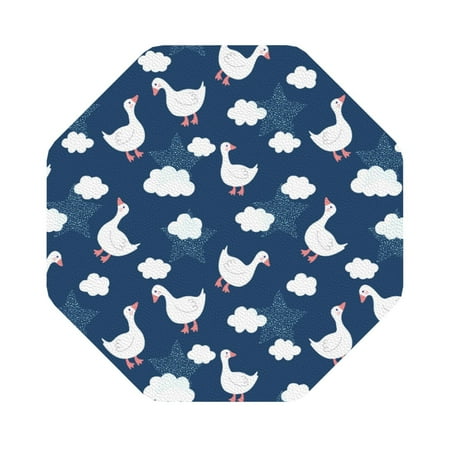 

Coaee Cute Goose On Blue Sky Print Leather Coasters Set of 6 Non-Slip Washable Cup Coasters for Home Office Bar Octagon
