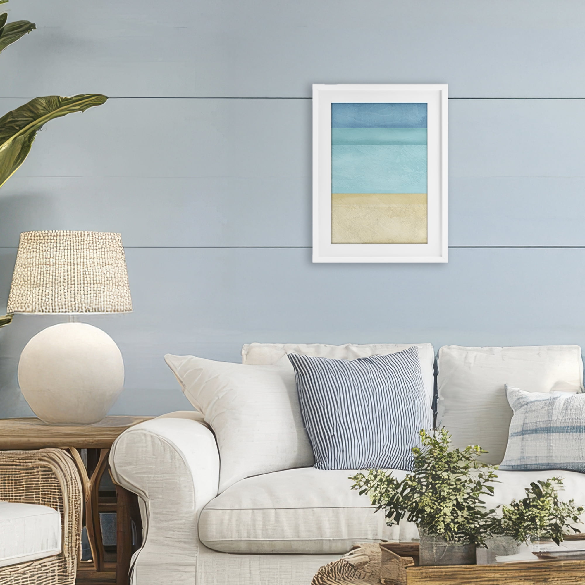 Stupell Industries Abstract Beach Coastal Color Block White Framed Print Under Glass, design by Martina Pavlova