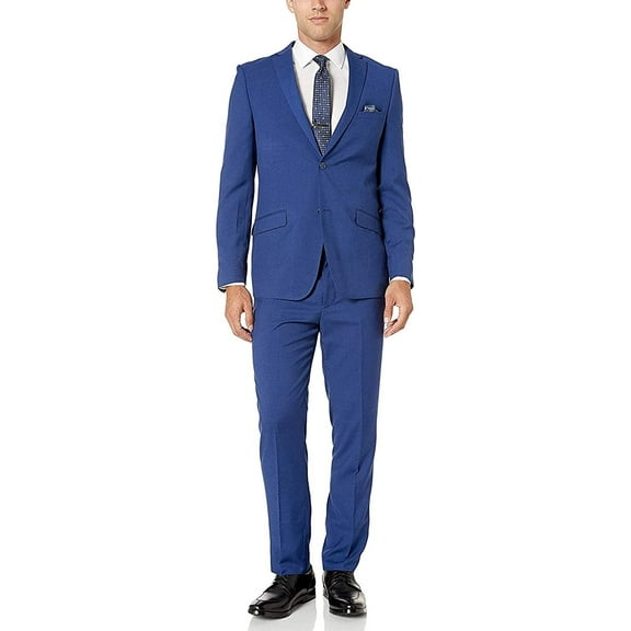 Adam Baker West End Men's 910951 2-Piece Slim Fit Fine Textured Suit - Blue - 42S