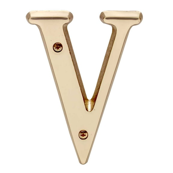 Letter "V" House Letters Solid Bright Brass 4" | Renovator's Supply