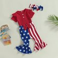thumbnail image 4 of Aunavey Infant Baby Girl 4th of July Outfits Romper Flare Pants Bell-Bottom Leggings 3Piece Set, 4 of 7