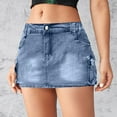 thumbnail image 4 of Skirt for Women Denim On Black Retro Stretch Slim Pocket Fashion Sexy Denim Skirt, 4 of 9
