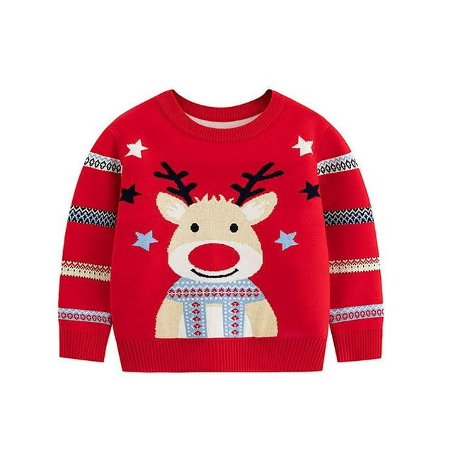 FhsagQ Chandail Garçons Chandail de Noël Taille 8 Automne/hiver Chandail de Noël pour Enfants Chandail à Motif de Dessin Animé Chandail de Base pour Bébés Garçons et Garçons Chandail de Noël pour Garçons Taille 8 Rouge 3-4 Ans