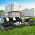thumbnail image 1 of Costway 6PC Furniture Set Steel Patio Sofa PE Gray Rattan Couch 2 Set Cushion Covers, 1 of 9