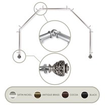 3/4" Dia Adjustable 5 Sided Bay Window Curtain Rod 28 to 48" (each side) in Satin Nickel with Ingo Finials,(5Bay-89-5)