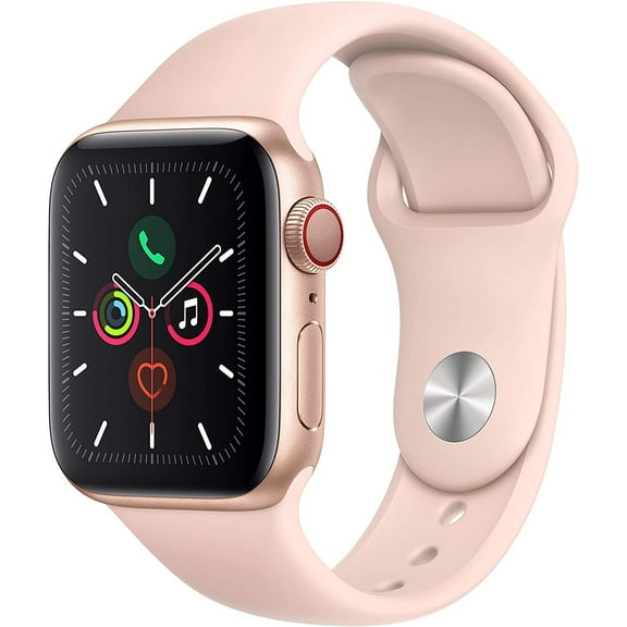 Restored Apple Watch Series 5 GPS LTE w/ 40MM Gold Aluminum Case & Pink Sand Sport Band (Refurbished)