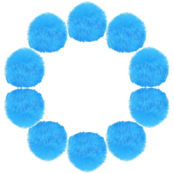 Uxcell 3.5 Inch Faux Fur Pom Pom Balls, 10 Pcs Lake blue Faux Fur Pom Poms for Hats with Elastic Loop for DIY Knitting Hats Keychain Scarves Gloves Bags Shoes