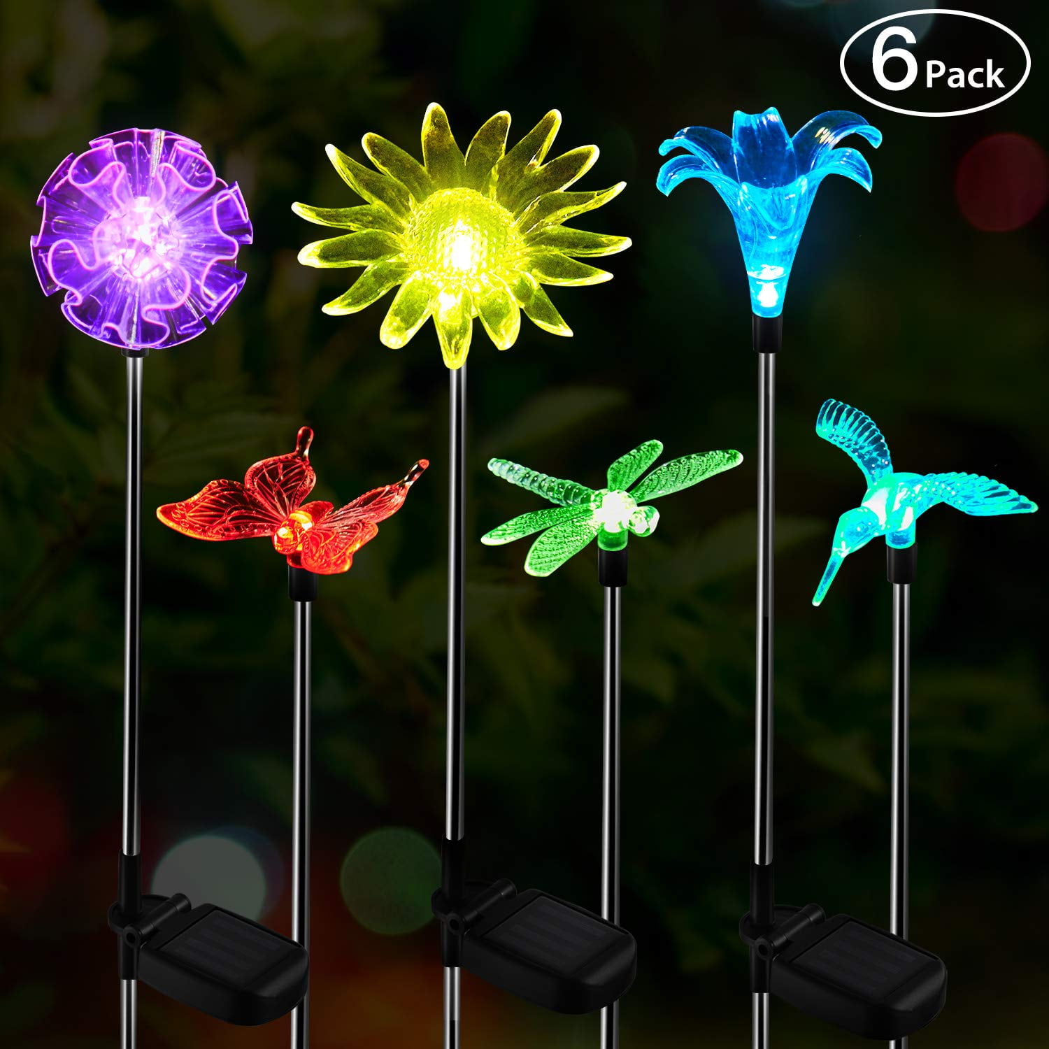 Solar Powered LED Flower Fairy Lights Stake Outdoor Garden Path Lawn Decor Lamp