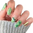thumbnail image 1 of 24Pcs Press on Nail Full Cover Stick on Nail Gift for Women Girls Patrick's Day Manicure Set Party Nail Decoration, 1 of 4