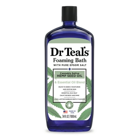 Dr Teal's Foaming Bath, Cannabis Sativa Hemp Seed Oil with Essential Oil Blend, 34 fl oz.