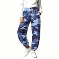 thumbnail image 4 of Mifsaly Barrel Leg Sweatpants Women Camo Graphic Jogger Pants Drawstring Elastic Waist Baggy Lounge Pants Comfy Tapered Jogging Trousers for Daily Outdoor Blue,M, 4 of 9