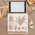 thumbnail image 3 of 4 PCS Grass Painting Stencil with 1 Pc Plastic Paint Brush Reusable 4 Styles Reusable Grass Drawing Template Plants Theme Grasses Pattern Stencil for Painting on Wall Wood Furniture, 3 of 8