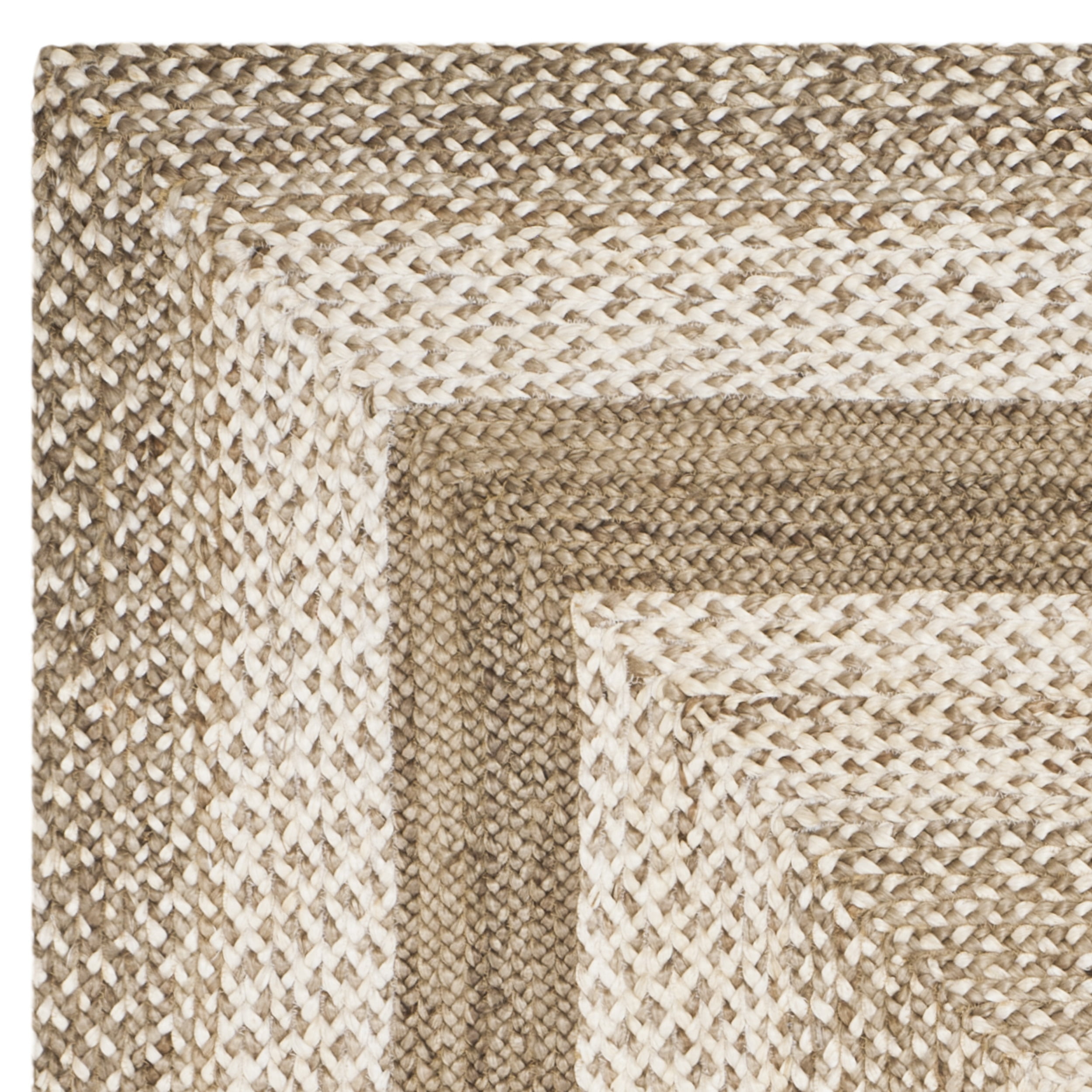 SAFAVIEH Natural Fiber Keisha Geometric Braided Jute Area Rug, Grey/Ivory, 4' x 6'