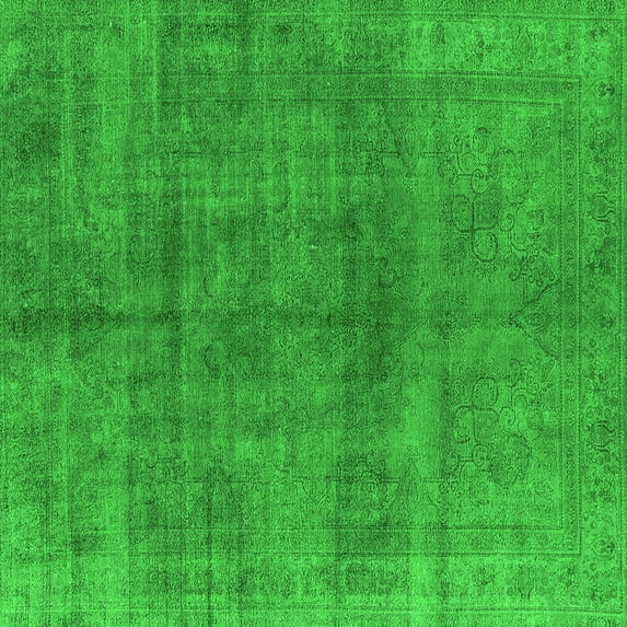 Ahgly Company Indoor Square Oriental Green Industrial Area Rugs, 5' Square