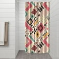 thumbnail image 3 of Nordic Boho Shower Curtain 36x72 Inches, Quick-Dry Polyester with Plastic Hooks, Earth Tone Artistic Tribal Pattern for Vintage Bathrooms, 3 of 5