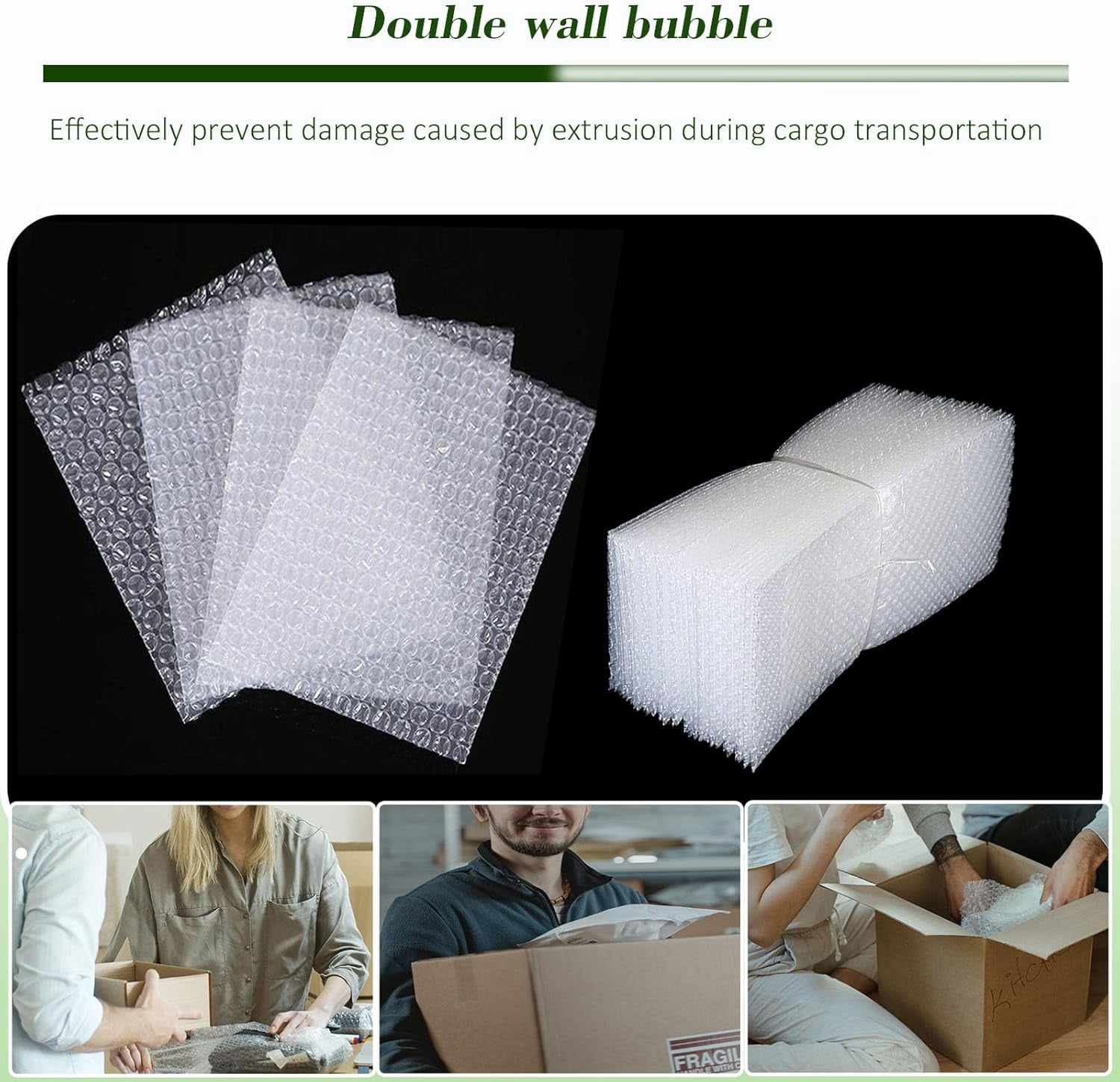 50 Pcs Bubble Pouch Wraps, 6''x10'' Clear Bubble Out Bags for Packing, Double Walled Cushioning Bags for Shipping, Storage and Moving(Not Self-Seal)