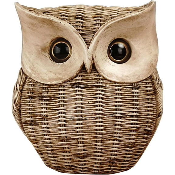 Rattan Owl Handcraft Ornaments, Owl Ornament, Owl Statue for Home Decoration, Cute Animal Ornament, Owl Desktop Decoration, Handmade Owl Figurine, Rural Ornaments Crafts Statue(Brown)