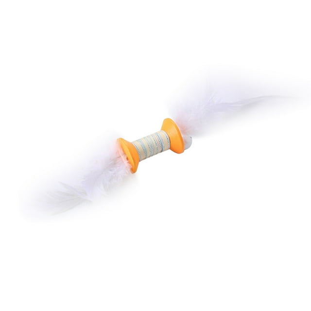 Dumbbell Cat Toy Funny Fake Feather kitten Play Toy Cat Roller Toy with Bells