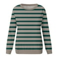 thumbnail image 4 of Women Oversized Striped Color Block Long Sleeve Crew Neck Sweatshirt Casual Loose Pullover Shirt Casual Top, 4 of 5