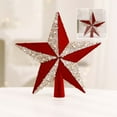 thumbnail image 4 of Velvet Christmas Tree Topper Star Plastic Hanging Decoration Ball Shaped Holiday Ornament, 4 of 6