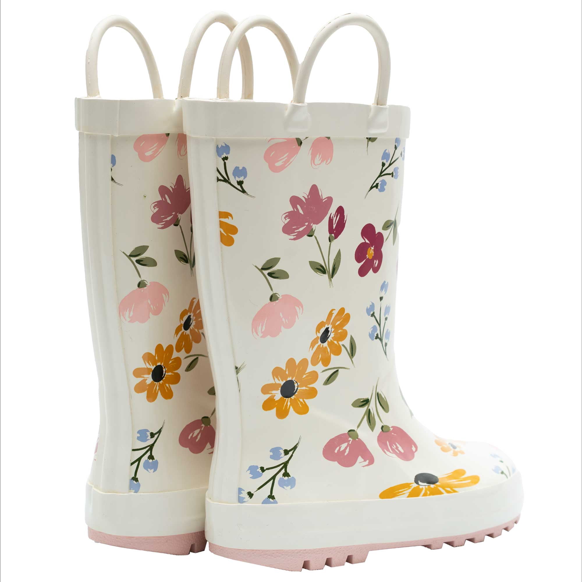 Hudson Baby Girl Rain Boots, Soft Painted Floral, 9 Toddler