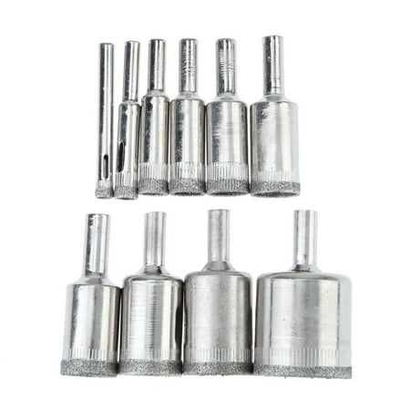 

Tiyuyo 10 PCS Diamond Drill Bit Set 6mm to 30mm Diamond Tools Hole Saw Use Glass