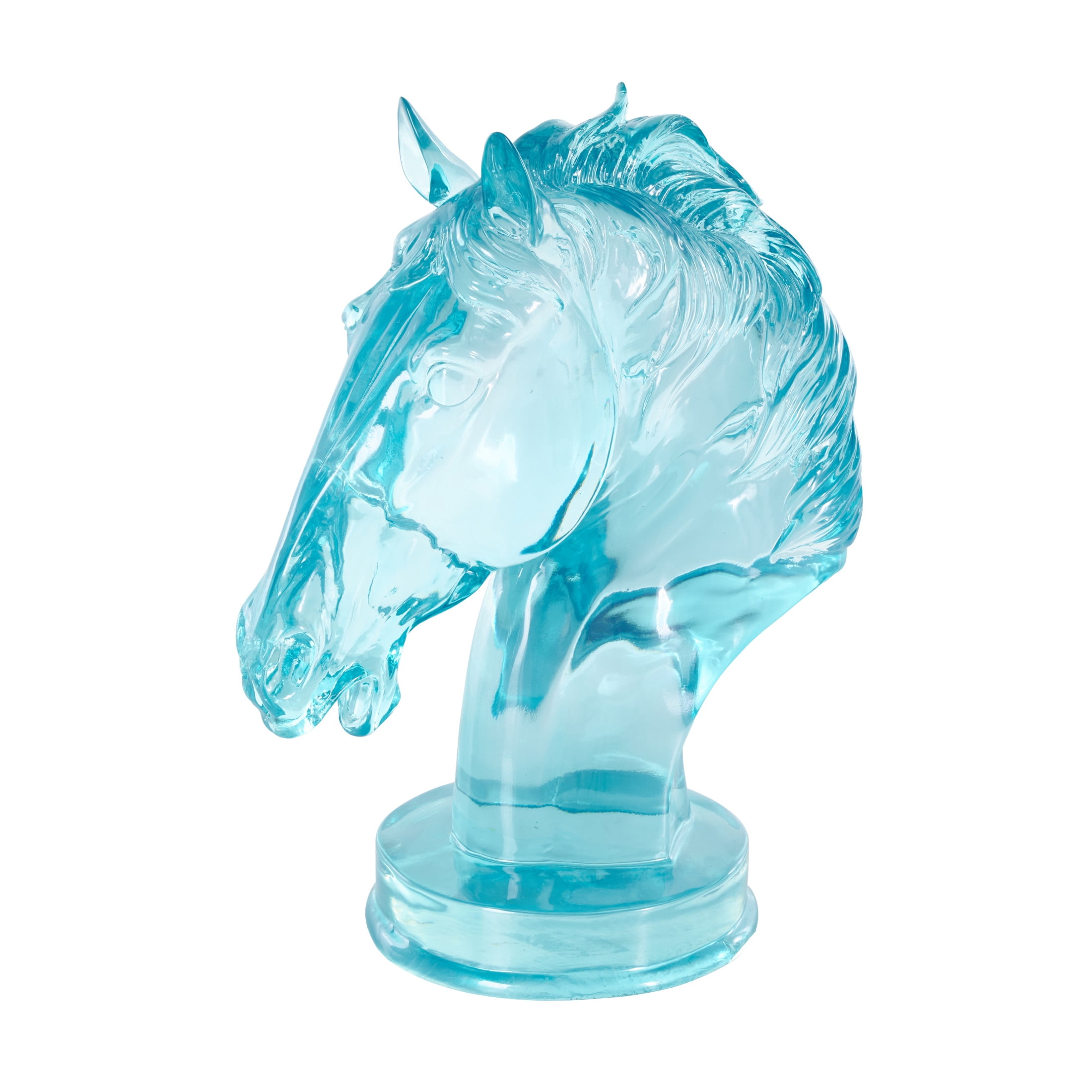 6" x 13" Light Blue Resin Tinted Horse Sculpture, by DecMode