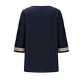 thumbnail image 5 of Fesfesfes Women's V-Neck Knit Sweater Comfy Long Sleeve Ribbed Cuffs V-Neck Blouses with Buttons Solid Color Trendy Tops for Daily Wear(Navy#3,L), 5 of 8