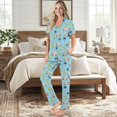 thumbnail image 2 of TSOVTHRID Cherry Blossom Butterfly Print Women's Pajama Sets Soft Short Sleeve Nightwear with Long Pants Button Down Two-Piece Sleepwear, M, 2 of 7