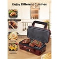 thumbnail image 6 of 3-in-1 Sandwich Maker with Removable Plates, 1200W  Press for Waffles & Grill, 5-Gear Temp Control, Non-Stick Coating, Red, 6 of 8