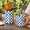 Navy Blue, variant on Pistachio Green Checkered Capiz Shell Utensil Holder Set of 2