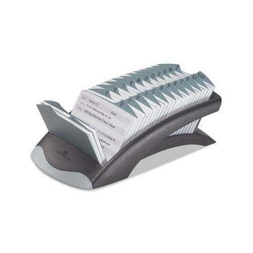 TELINDEX Desk Address Card File Holds 500 4 1/8 x 2 7/8 Cards, Graphite/Black