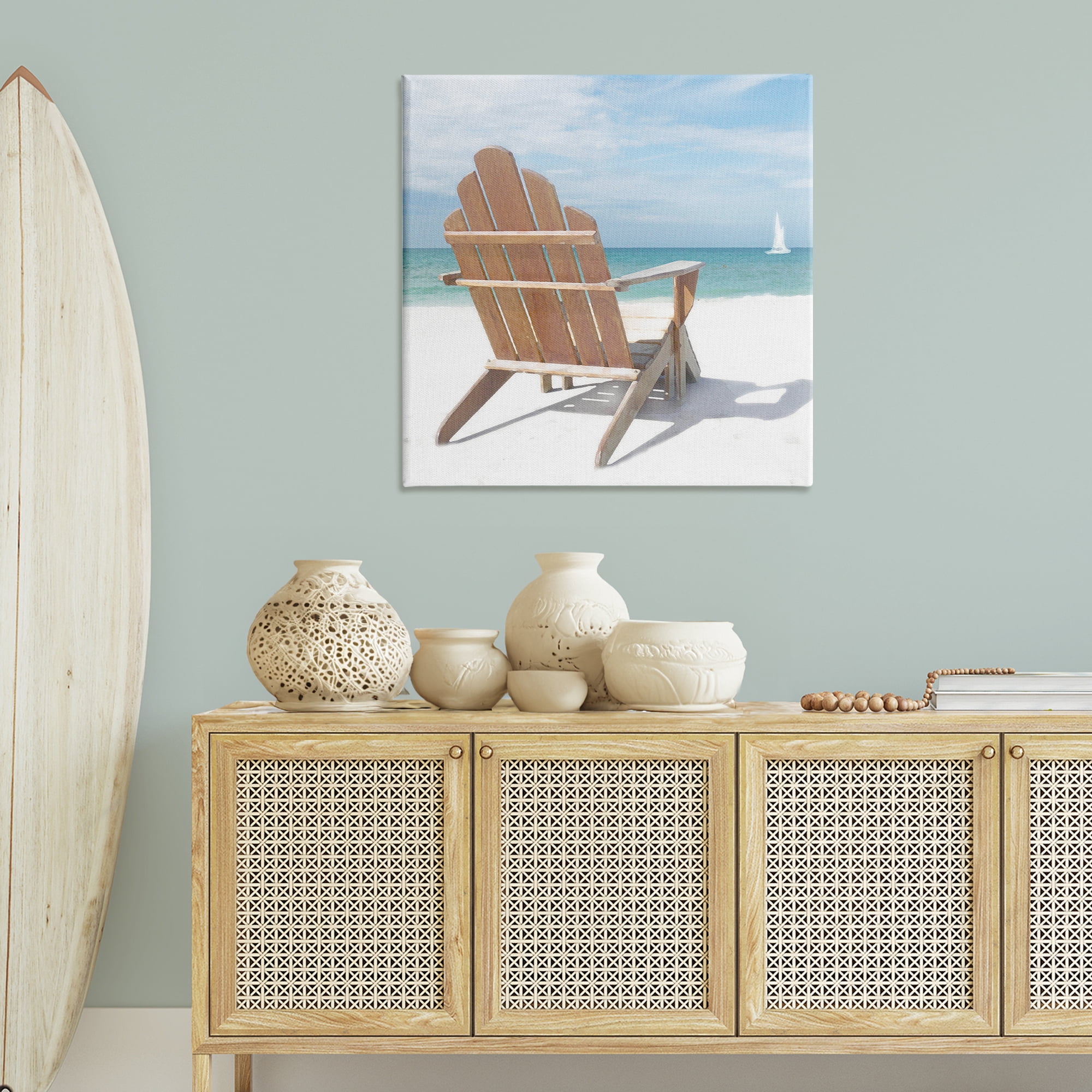 Stupell Industries View West Beach Chair Landscape Painting Gallery Wrapped Canvas Art Print Wall Art, 36 x 36
