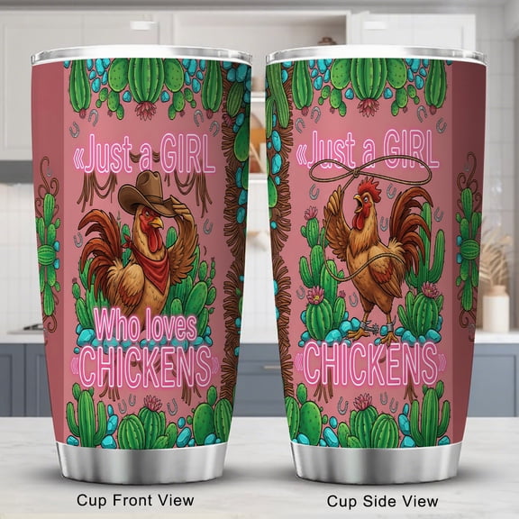 Chicken Tumbler 20oz Coffee Cup with Lid Magic Mushroom Psychedelic Decor
