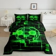 thumbnail image 2 of Erosebridal Girls Football Bedding Sets Queen with Comforter,Sports Game Duvet Insert,Green Geometric Glowing Plaid Comforter Sets Queen Size,Microfiber Bedroom Decor Reversible，3pcs, 2 of 8