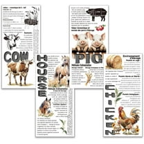 4pcs/Set Farm Animals Rub on Transfers for Furniture and Crafts 6x12 Inch Animal Encyclopedia Furniture Transfer Sticker Furniture Decals Decor Transfer Stickers Rub on Decals for Furniture