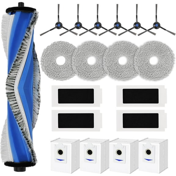 19 PCS Accessories for ECOVACS DEEBOT T30S/ T30S COMBO/ T30S AI Robot Vacuum, Replacement Parts Main Brush, Side Brush, Filter, Mop Pad, Dust Bag