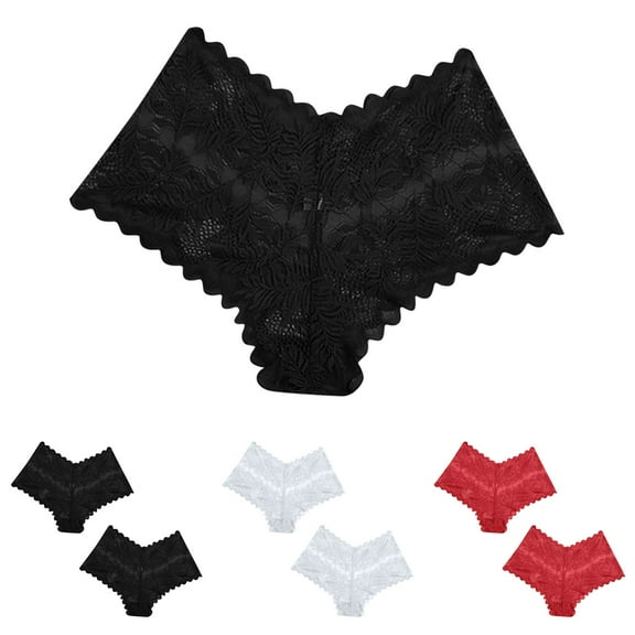 Sakmal Briefs Women Underwear Lace Plus Size Panties Black Comfort Women's Panties L,2-Pack