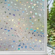 BSHAPPLUS 17.7"x78.7" Privacy Window Film,3D Rainbow Window Clings,Stained Glass Window Film,Non-Adhesive Window Tint for Home,Anti UV Window Sticker for Kitchen Bathroom Office