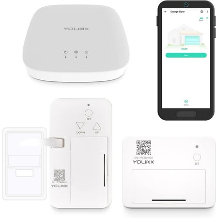 

YoLink Smart Garage Door Solution Kit - Convert Any Garage Door to Smart in Seconds! Battery-Powered No-Wires No-Tools Super-Easy Installation. Compatible with Alexa & IFTTT