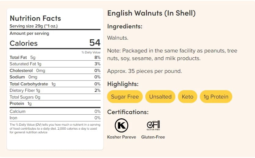 Jumbo Walnuts - In the Shell all  Natural - 3 lb - nuts n more