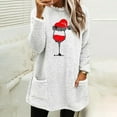 thumbnail image 2 of Darzheoy Womens Tops Long Sleeve Plus Size Christmas Pullover Casual Sweatshirts Round Neck Solid Color Graphic Plush Thickened Loose Fall Winter Thermal Blouses, 2 of 4