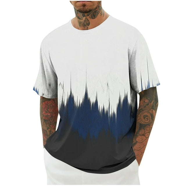 Styesk T-Shirts pour Homme Imprimé Col Rond Mode Décontractée Manches Courtes Blouses