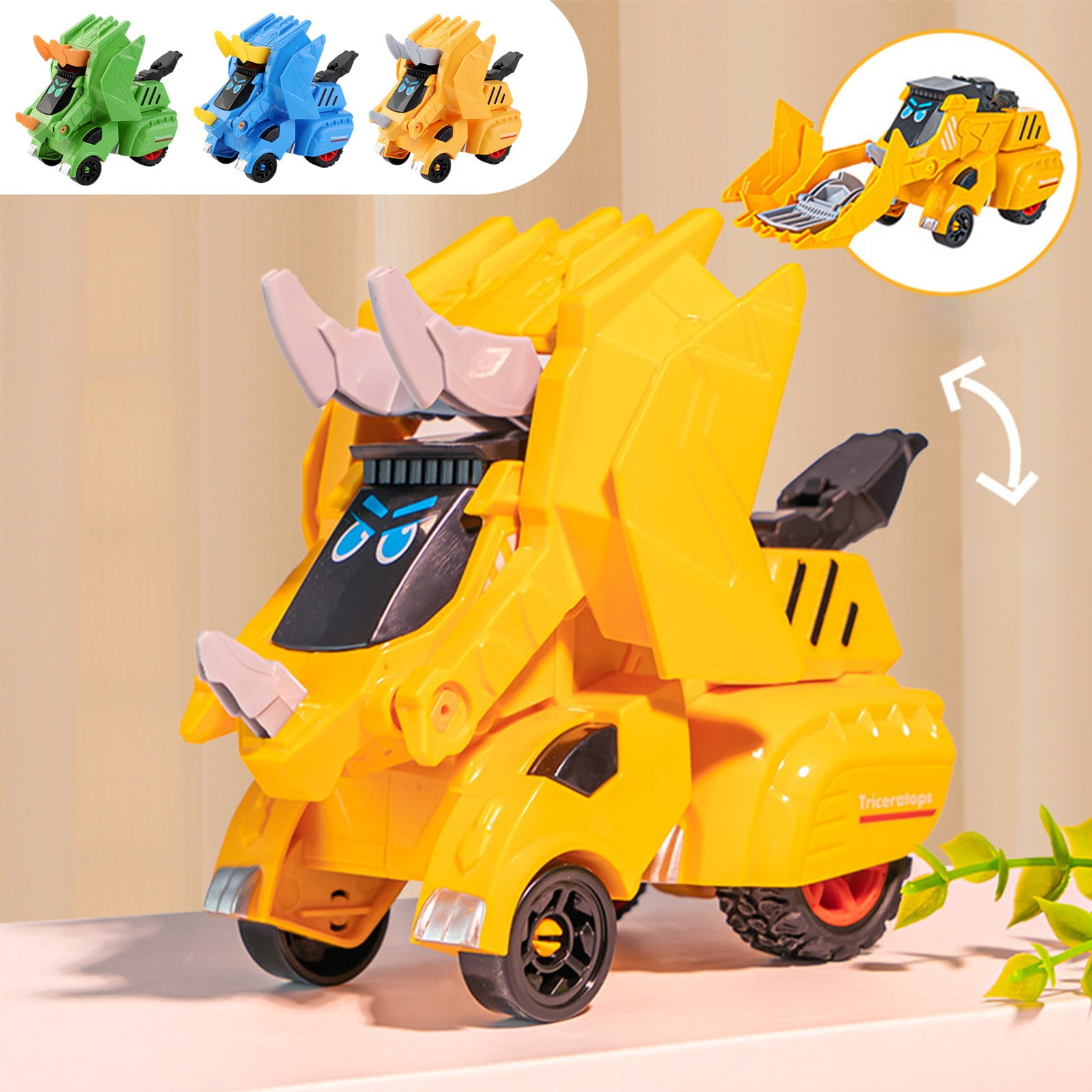 FEOLGEHLY 3 Pcs Impacts Transforming Dinosaur Toy Car, Pull Back Baby Car Toys for Toddlers 1-3 3-5, Christmas Stocking Stuffers for Kids, Holiday Christmas Birthday Gifts Party Favors, Goodie Bag