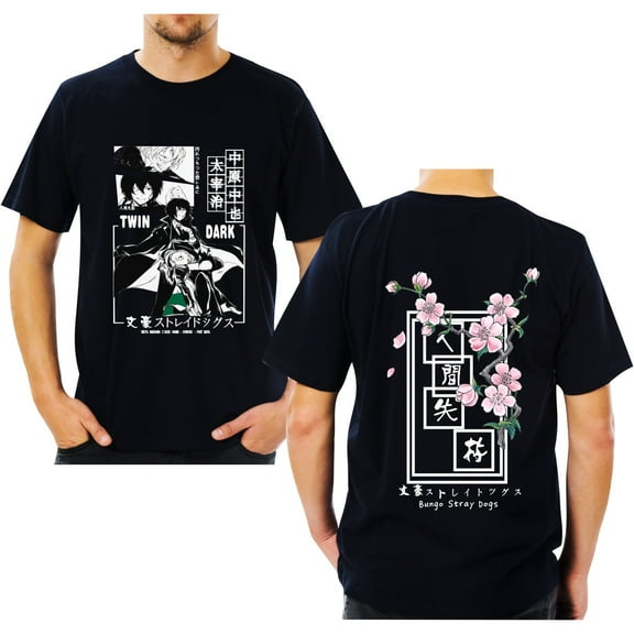 Azikbd Anime Bungo Stray Dogs T-shirt Dazai Osamu T-shirt men and women summer casual short-sleeved tops summer pure cotton