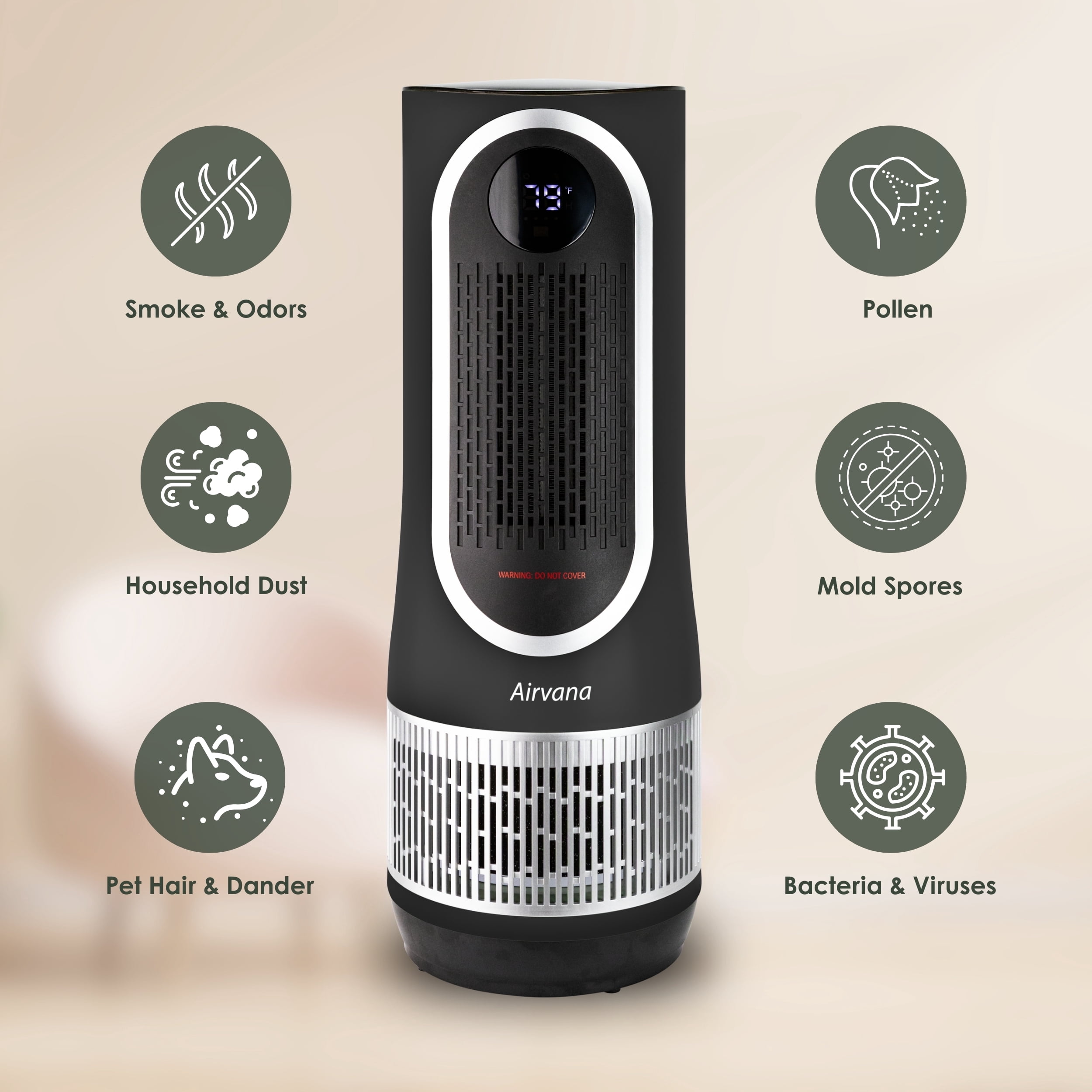 Airvana 3-in-1 Heater, Fan & Air Purifier – HEPA Filter System for Clean Air and Warmth in Home, Bedroom, or Office